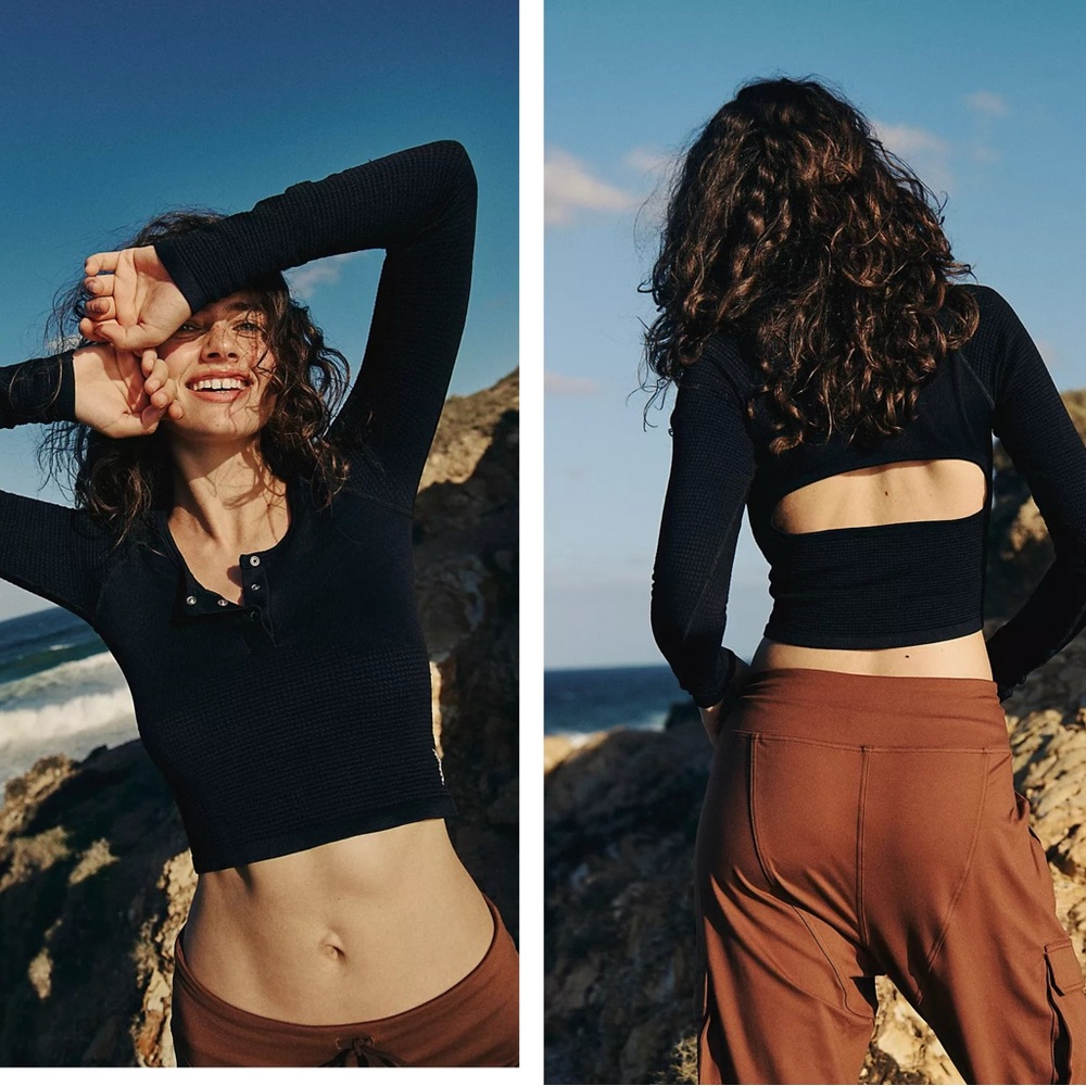 FREE PEOPLE FP movement BAIL OUT Crop Thermal Knit Top size M/L NWT